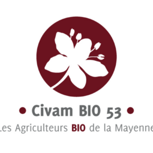 Logo Fleur de sarrasin rouge. Les agriculteurs bio de la Mayenne